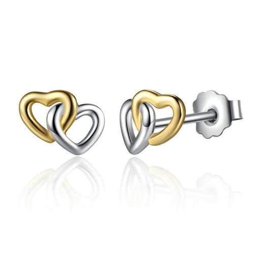 Classic Double Heart 925 Sterling Silver Earring Sweet Heart