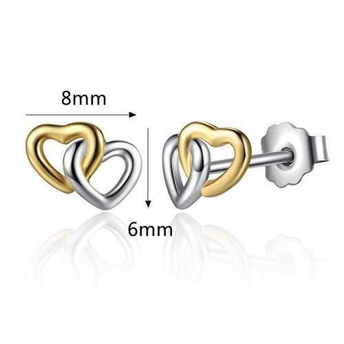 Classic Double Heart 925 Sterling Silver Earring Sweet Heart