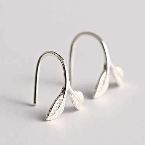 925 Sterling Silver Stylish Silver Leaf Ear Drop Earrings