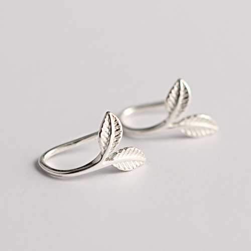 925 Sterling Silver Stylish Silver Leaf Ear Drop Earrings