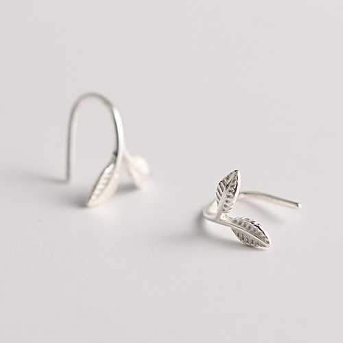 925 Sterling Silver Stylish Silver Leaf Ear Drop Earrings