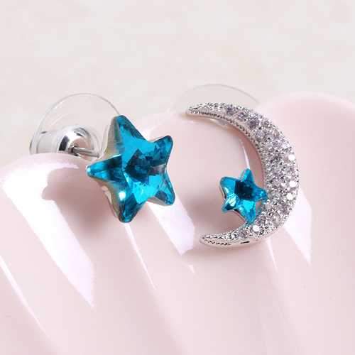 Unique Asymmetric Ear Stud Earring Luxury Micro Paved Zircon