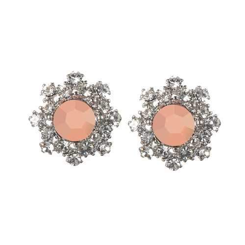 Simple Gemstone Ear Stud Micro Paved Flower Earring Classic