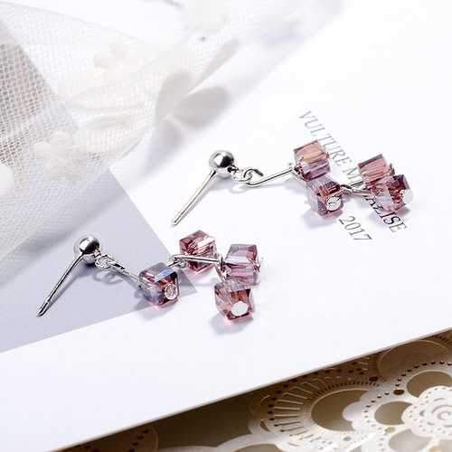 Trendy Sweet Square Tassels Drop Earrings  for Girls Women