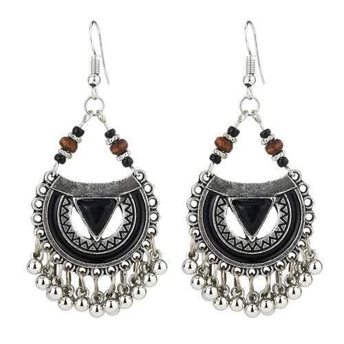 Ethnic Exaggerated Multielement Triangle Fan Shaped Earring