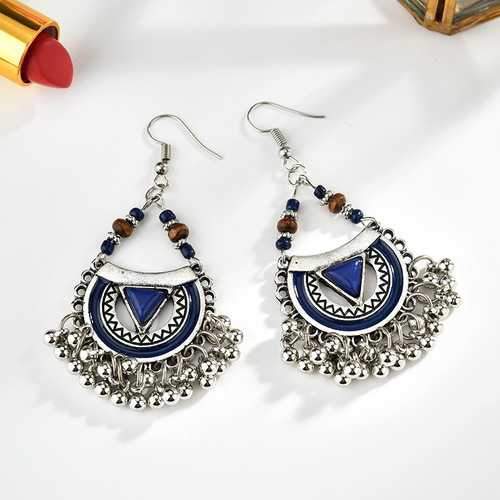 Ethnic Exaggerated Multielement Triangle Fan Shaped Earring