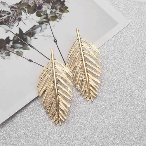 Trendy Ear Drop Leaves Silver Gold Earrings Statement