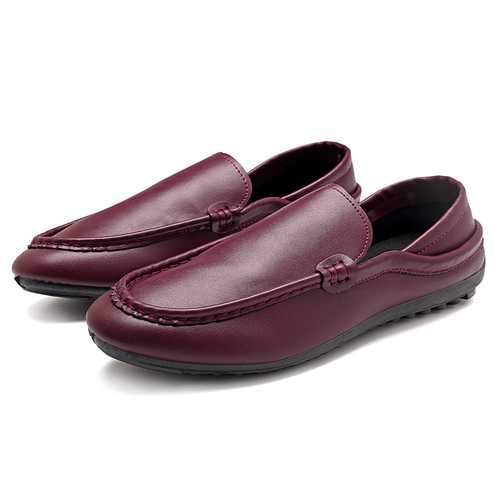 Men Casual Soft Sole Leather Slip On Flat Loafers Driving Sh