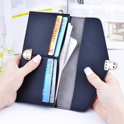 Women Large Capacity PU Leather Card Slots Wallet Pouch for Xiaomi Mobile Phone under 5.5 Inches