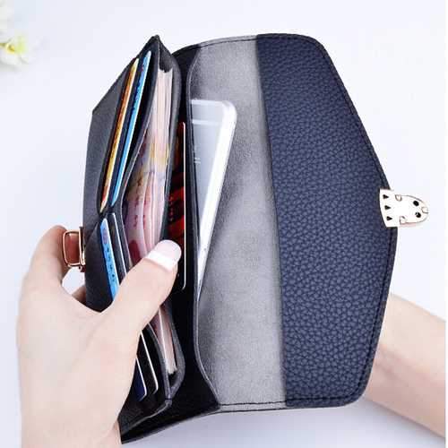 Women Large Capacity PU Leather Card Slots Wallet Pouch for Xiaomi Mobile Phone under 5.5 Inches