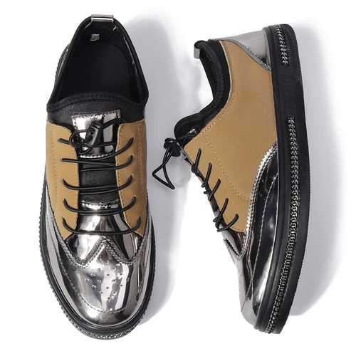 Men Casual Sneakers Microfiber Leather Lace Up Sneakers