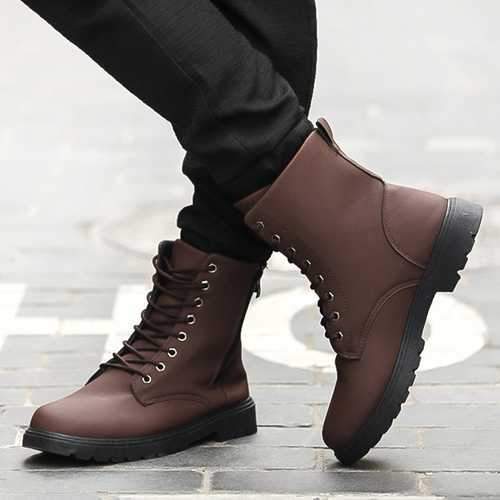 Men Comfy Side Zipper Microfiber Leather Mid Calf Boots