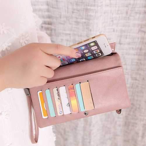 Women PU Leather Wallet Zipper Purse Credit Card Clutch Holder Phone Bag