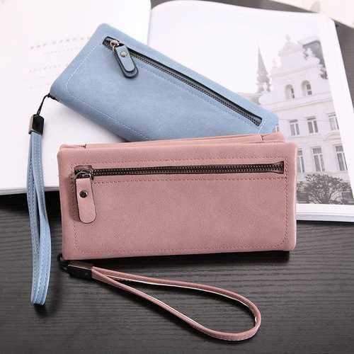 Women PU Leather Wallet Zipper Purse Credit Card Clutch Holder Phone Bag