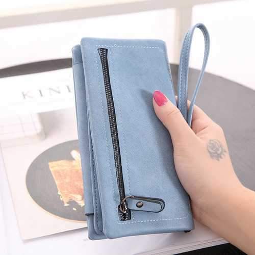 Women PU Leather Wallet Zipper Purse Credit Card Clutch Holder Phone Bag