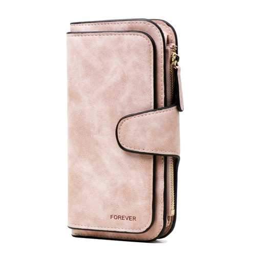 Women Matte PU Leather Large Capacity Long Wallet for iPhone Mobile Phone Under 4.7 Inch