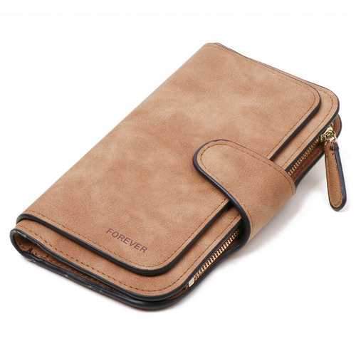 Women Matte PU Leather Large Capacity Long Wallet for iPhone Mobile Phone Under 4.7 Inch