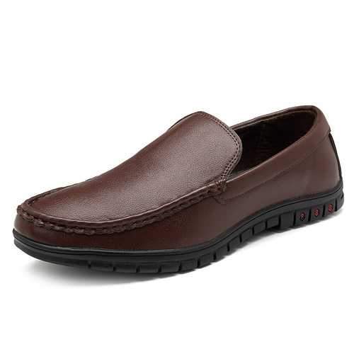 Men Casual Business Leather Slip On Flats Leather Loafers