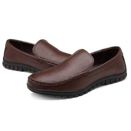 Men Casual Business Leather Slip On Flats Leather Loafers