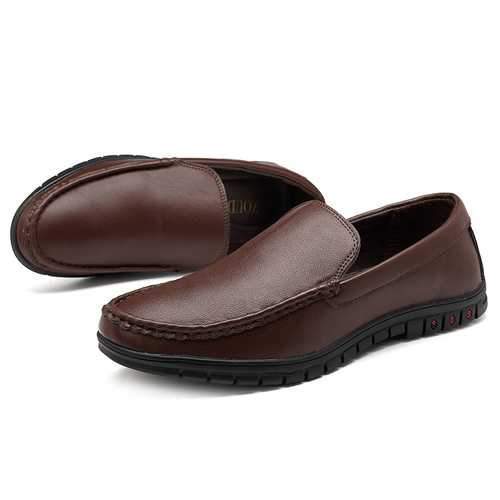 Men Casual Business Leather Slip On Flats Leather Loafers