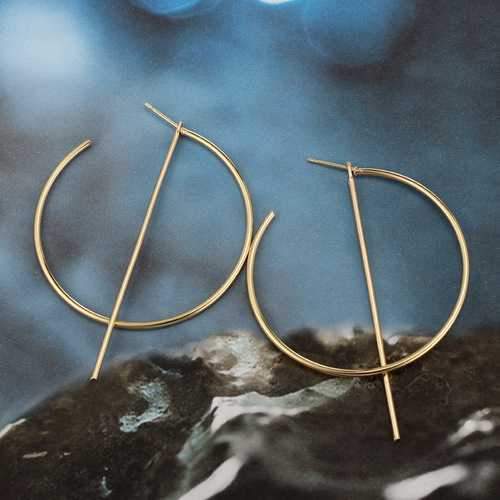 Trendy Hollow Earrings Elegant Round Bar Ear Stud Hoop Ear