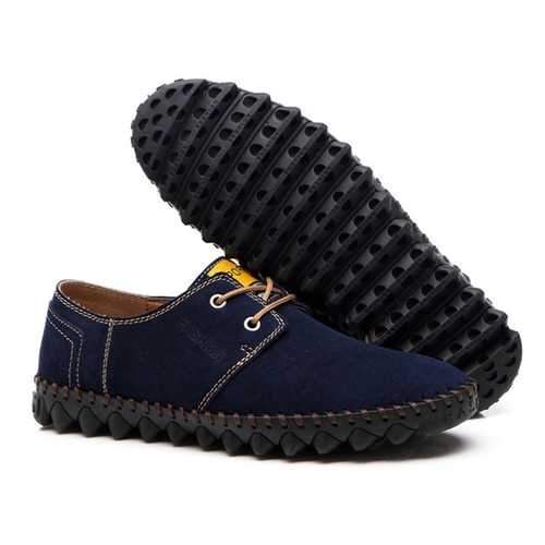 Men Comfy Lace Up Suede Flats Soft Sole Shoes