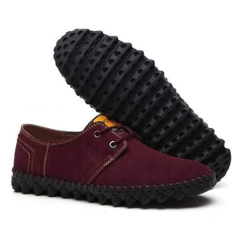 Men Comfy Lace Up Suede Flats Soft Sole Shoes