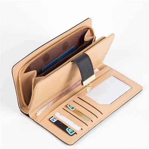 Women PU Leather Large Capacity Zipper Pouch Card Slot Wallet for Xiaomi Moible Phone Under 5.5 Inch