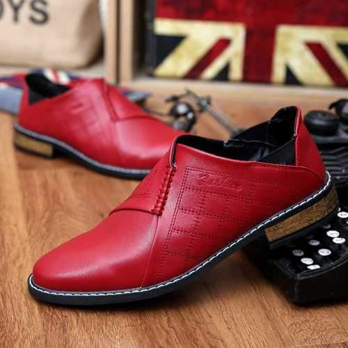 Men Casual Leather Pointed Toe Flats Shoes Casual Business