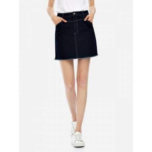 ZAN.STYLE Women Cotton A Line Skirt - Blue S