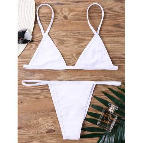 Bralette Hipster Bikini Set - White L