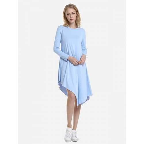 ZAN.STYLE Long Sleeve Dress - Windsor Blue Xl