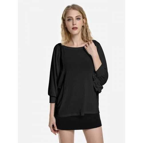 ZAN.STYLE Dolman Sleeve Top - Black Xl