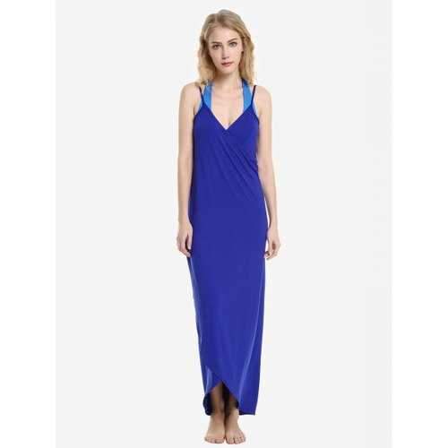 ZAN.STYLE Beach Cover Up Wrap Dress - Blue S