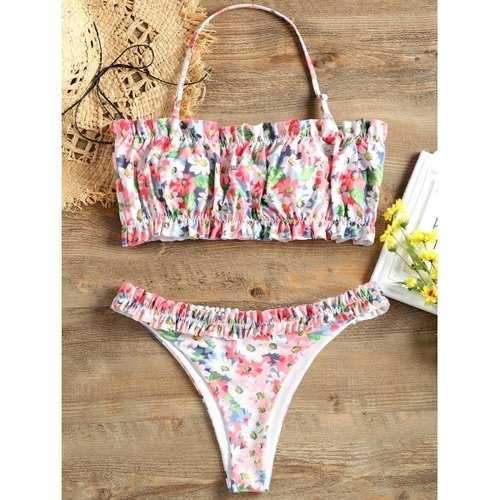 Ruffle Print Bikini Set - L