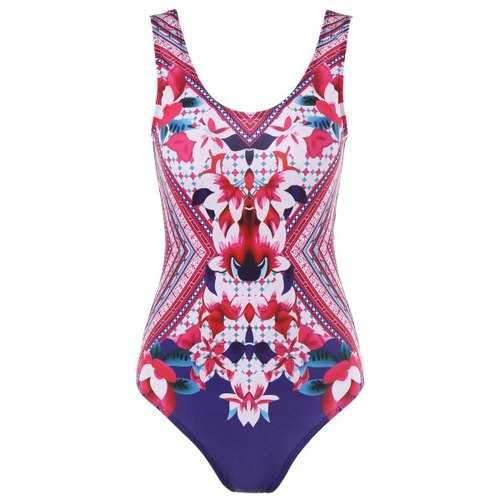 Floral Padded U Back One-piece Swimsuit - M