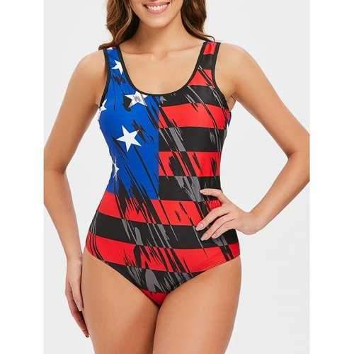 One-piece American Flag Low Back Swimsuit - S