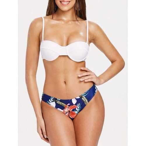 Padded Print Spaghetti Strap Bikini Set - White 2xl