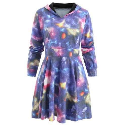 Outer Space Fit and Flared Mini Dress - Royal Blue L