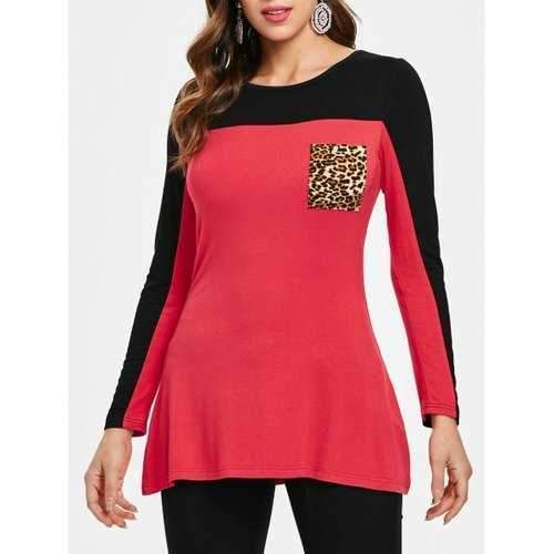 Two Tones Long Sleeve T-shirt - Red S