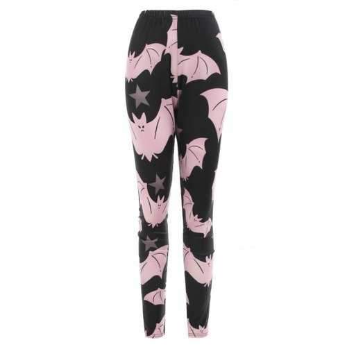 Halloween Cartoon Bats Print Outdoor Leggings - Black S