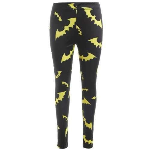 Halloween Bats Print Slim Leggings - Black M