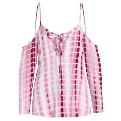 Cut Out Tie Dye T-shirt - Pink L