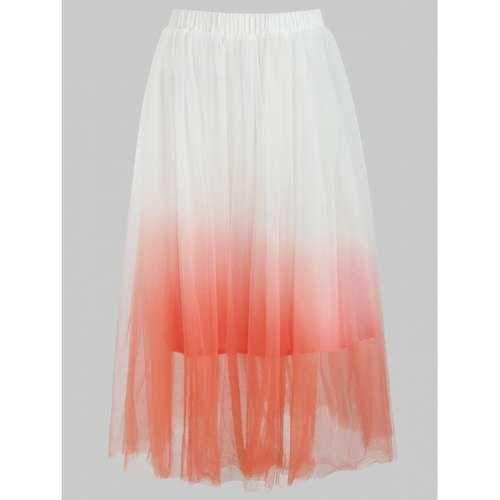 Elastic Waist Ombre Tulle Skirt - White S