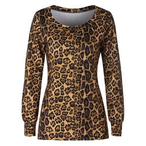 Leopard Scoop Neck T-shirt - Leopard M