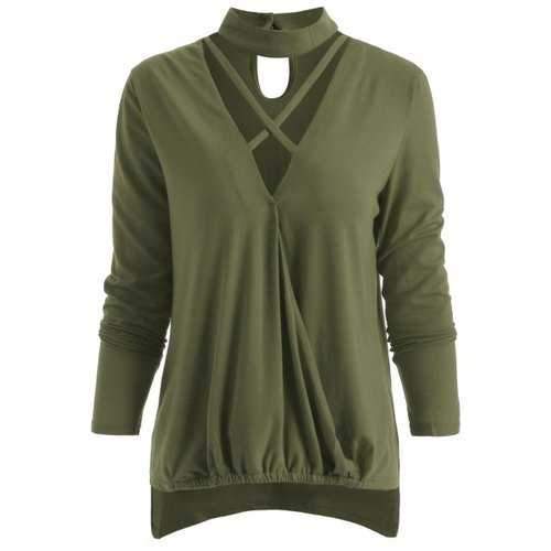 Criss Cross Surplice T-shirt - Fern Green S