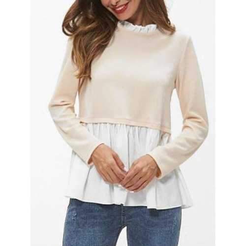 Two Tone Ruffle T Shirt - Apricot M