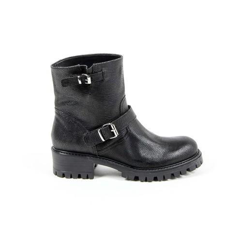 V 1969 Italia Womens Short Boot B1441 VITELLO STAMPATO NERO