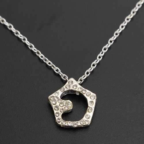 Silver Full Rhinestone Hollow Star Moon Pendant Necklace For Women