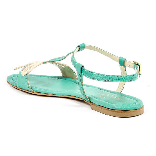 V 1969 Italia Womens Flat Sandal Green LISA